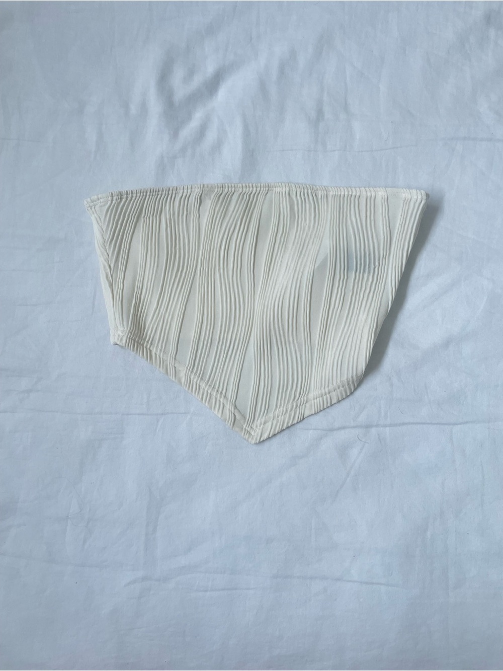 SHEIN Cream Ribbed Bandeau Tank Top